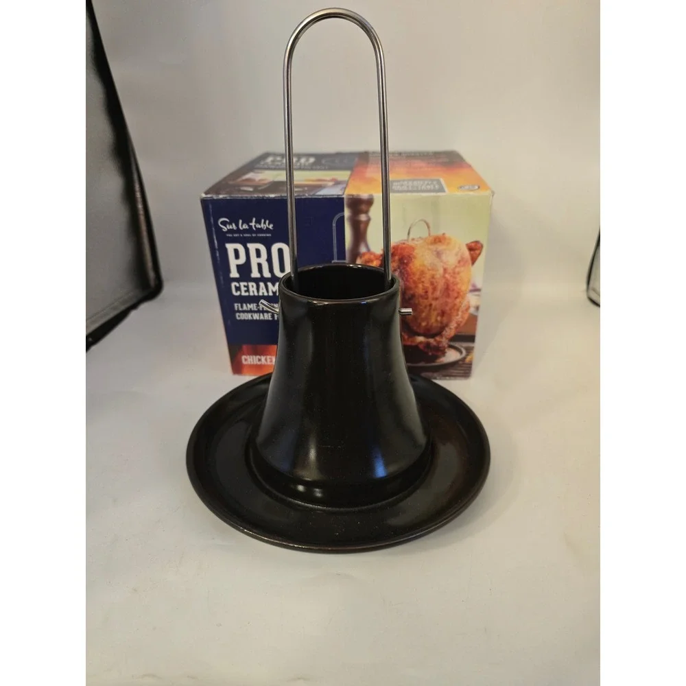 Sur La Table Pro Ceramic Chicken‎ Roaster Flame-Friendly Grill Cookware Black
